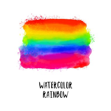 Tasarımınız için izole edilmiş suluboya parlak renkli gökkuşağı ögesi