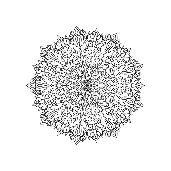 Mandala rond isolé abstrait pour coloration adulte . — Image vectorielle
