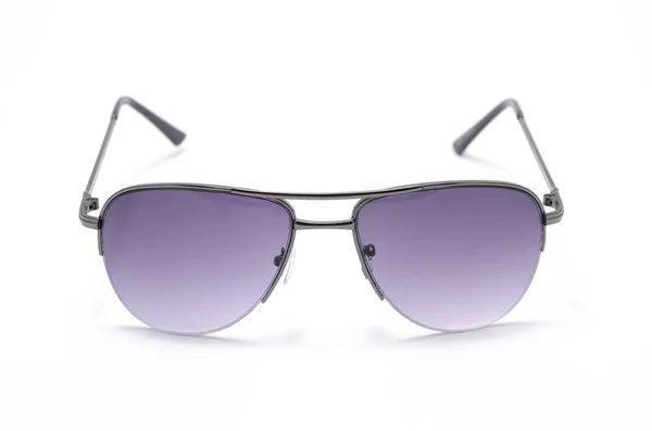 Men's sunglasses in metal frame with purple glass isolated on white — Stock Photo, Image