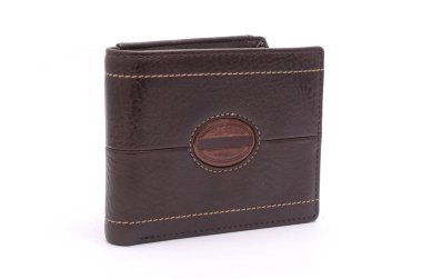 erkek cüzdan üzerinde beyaz izole kahverengi