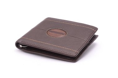 erkek cüzdan üzerinde beyaz izole kahverengi