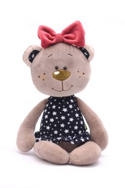 yumuşak oyuncak oyuncak ayı beyaz izole bir elbise