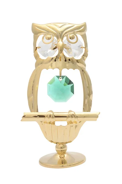 Hibou figurine dorée isolé sur blanc — Photo