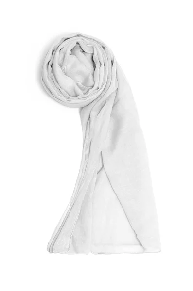 Нежный серый женский шарф с узором, изолированным на белом — стоковое фото