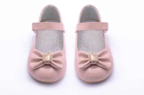 儿童粉红色鞋子上白色孤立 — 图库照片