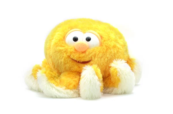 Zacht speelgoed gele octopus geïsoleerd op wit — Stockfoto