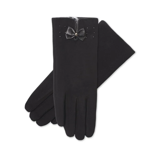 Жіночі чорні рукавички ізольовані на білому — стокове фото
