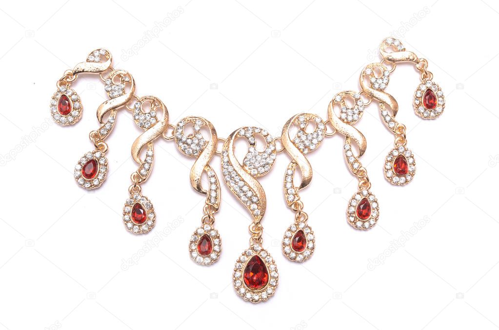 gold necklace with rubies