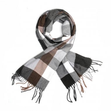 Ekose eşarp üzerine beyaz izole. Gri, siyah, kahverengi renk