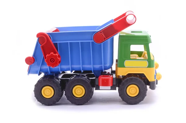 Carro de brinquedo para lixo isolado em branco — Fotografia de Stock