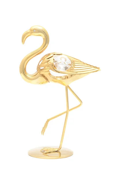 Statuetka Złotego flamingo na białym tle — Zdjęcie stockowe