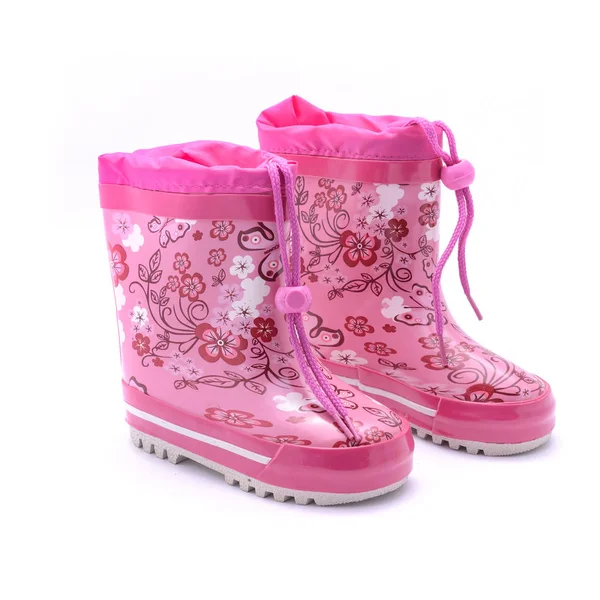 Pink rubber boots isolated on white — Stock Photo, Image