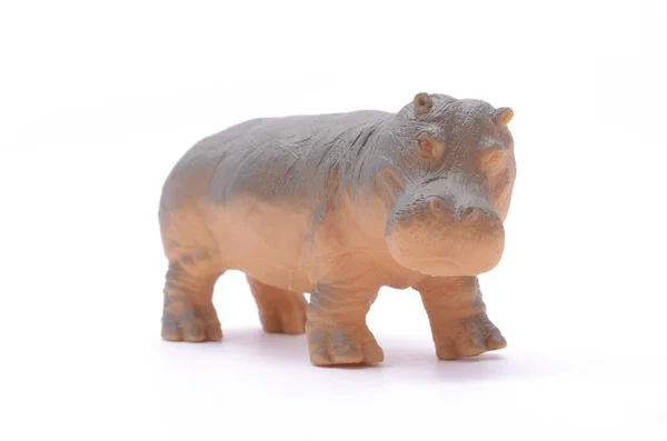Zabawka hipopotam na białym tle — Zdjęcie stockowe