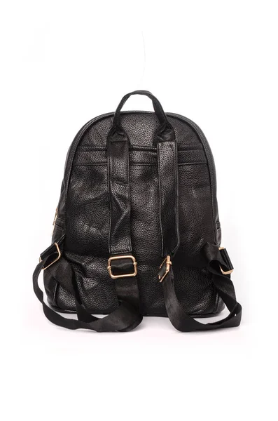 Черный кожаный рюкзак — стоковое фото