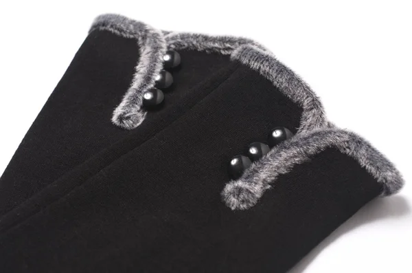Γυναικεία μαύρα γάντια που απομονώνονται σε λευκό — Φωτογραφία Αρχείου