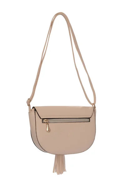 Beige lederen clutch geïsoleerd op wit — Stockfoto