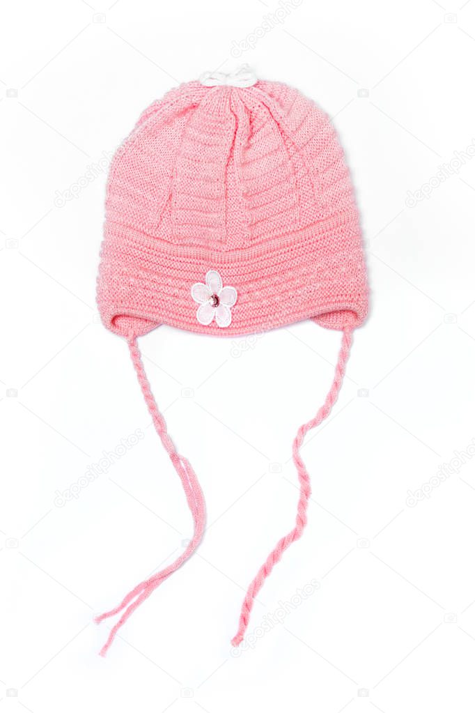 pink baby hat isolated on white