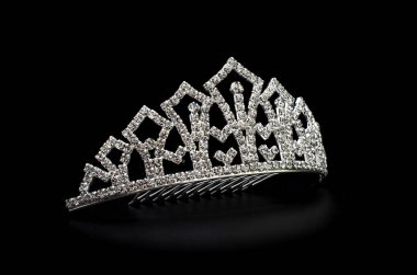 silver tiara isolated on a black background clipart