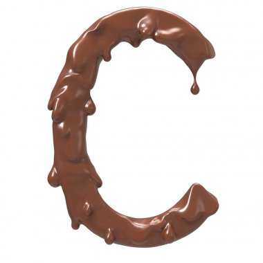 Mektup C. Stylized çikolata alfabe. 3D render.