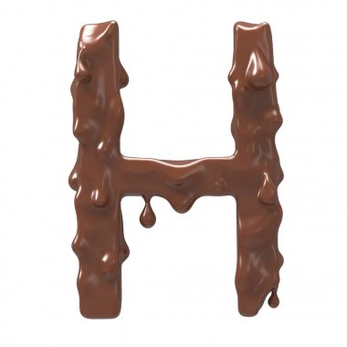 Mektup H. Stylized çikolata alfabe. 3D render.