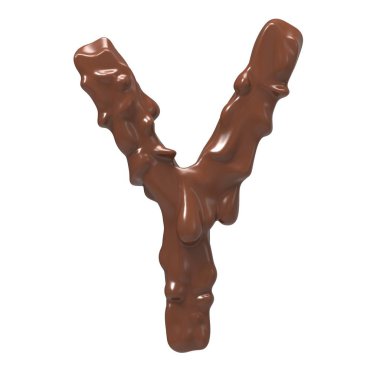 Mektup Y. Stylized çikolata alfabe. 3D render.