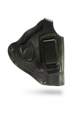 black leather belt holster isolated on white clipart