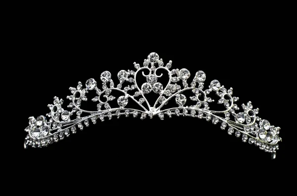 Silver tiara isolated on a black background — Stock Photo, Image