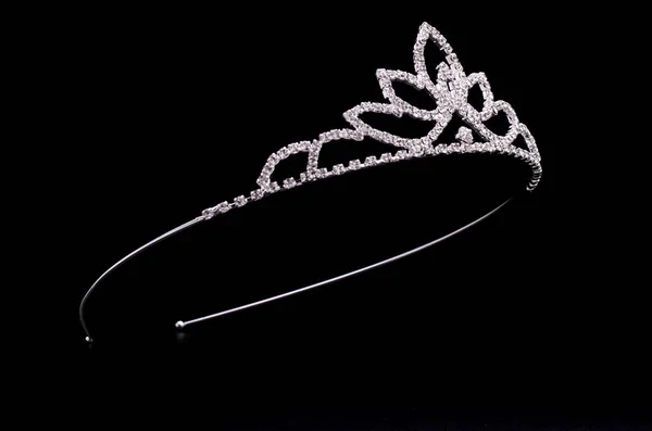 Silver tiara isolated on a black background — Stock Photo, Image