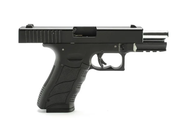 Pistola a scorrimento aperto isolata su bianco — Foto Stock