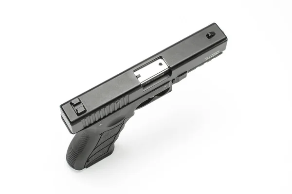 Pistola, pistola isolata sulla vista bianca dall'alto — Foto Stock