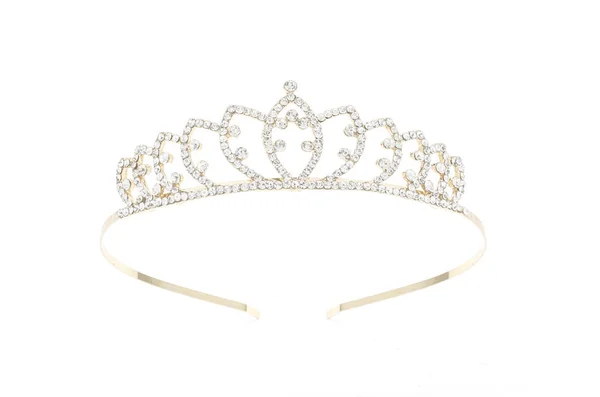 Tiara dourada sobre um fundo branco — Fotografia de Stock