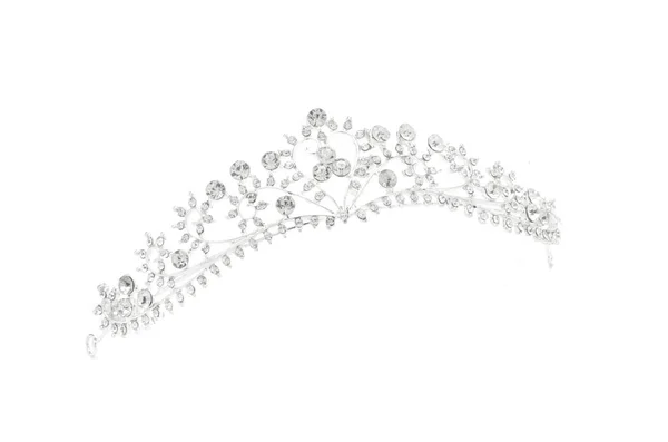 Tiara con diamanti su sfondo bianco — Foto Stock