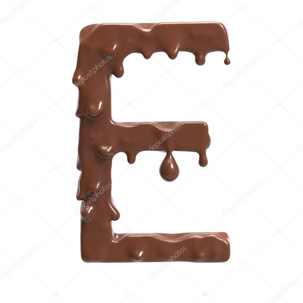 Letter  E. Stylized chocolate alphabet. 3d rendering.