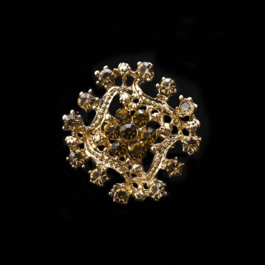 siyah izole Pırlantalı altın broş