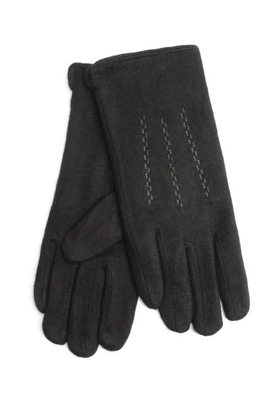 Kvinnors svarta handskar isolerad på vit — Stockfoto