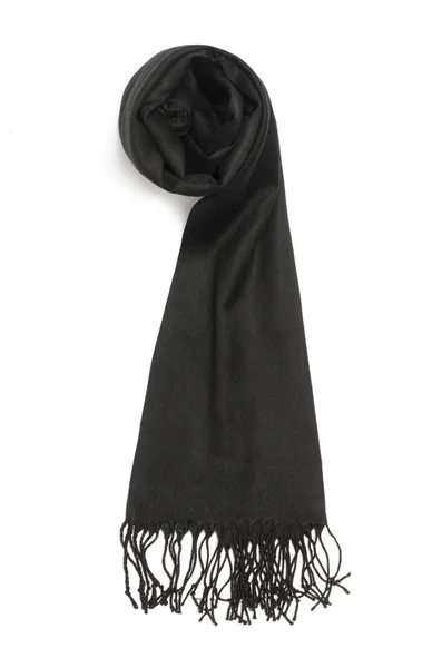 Women's black scarf isolated on white — Stock Photo, Image