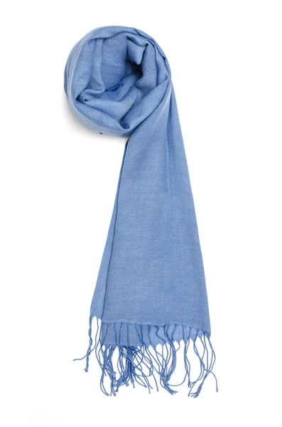 Blauwe sjaal vrouwen geïsoleerd op wit — Stockfoto