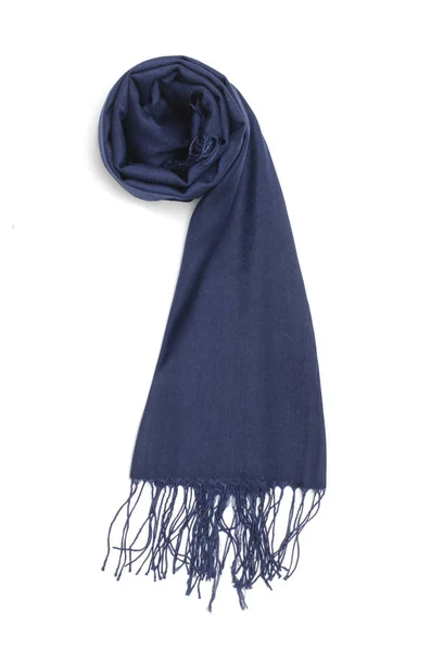 Женский синий шарф, изолированный на белом — стоковое фото