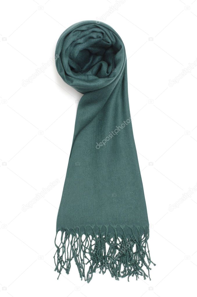 women's aquamarine scarf isolated on white