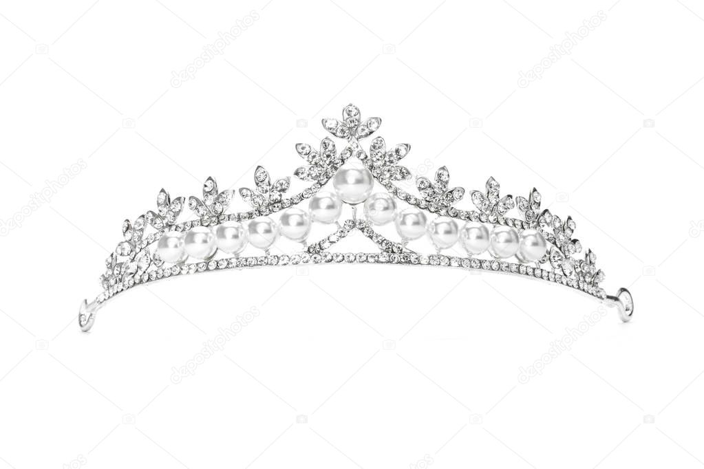 tiara with pearls isolated on a white background