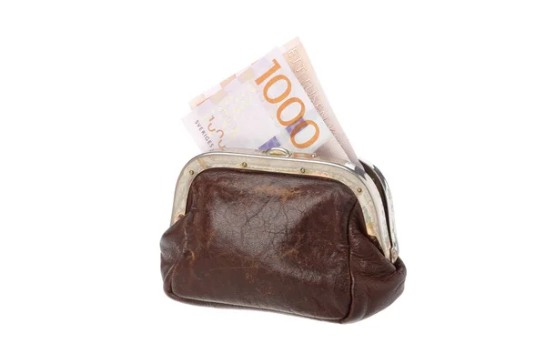 Borsellino con banconota — Foto Stock