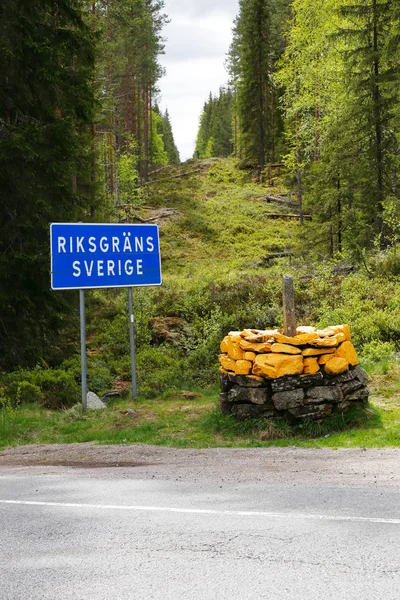 Inernational hranice Švédsko-Norsko — Stock fotografie