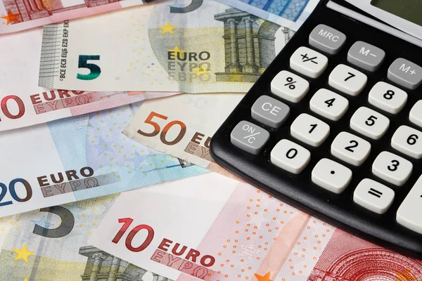 Détail de la calculatrice sur les factures Euro — Photo