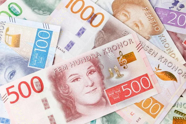 Gruppe schwedischer Banknoten — Stockfoto