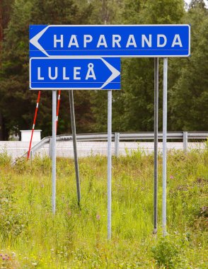 Signpost Haparanda and Lulea clipart