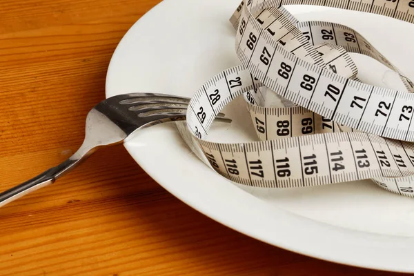 Tape Measure Dinner Conceptual Diet Image — Stock Photo, Image