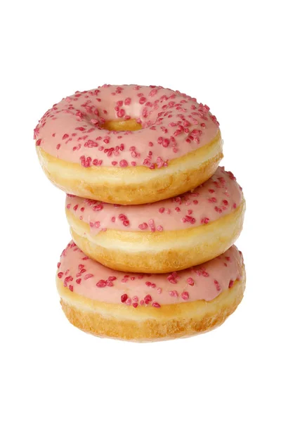 Stapel donuts met rood glas — Stockfoto