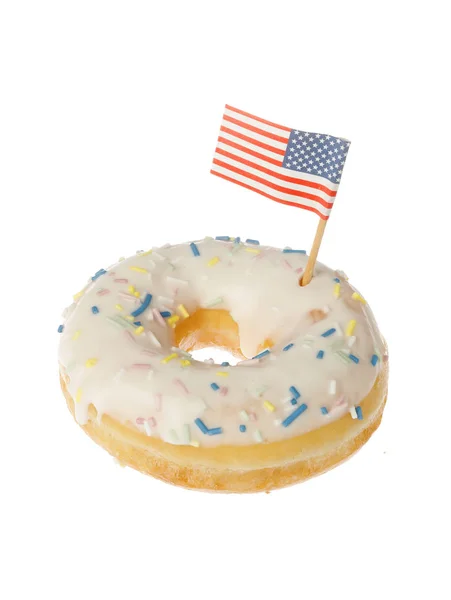 Donut com a bandeira dos EUA — Fotografia de Stock