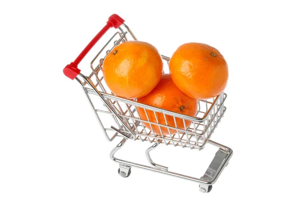 Carrello con clementine — Foto Stock