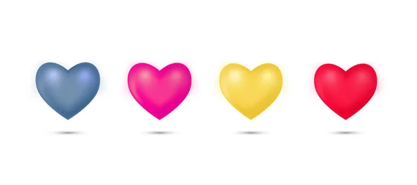 Set of Colorful Mesh hearts. 3d icons. Festive decoration element. Vector illustration.